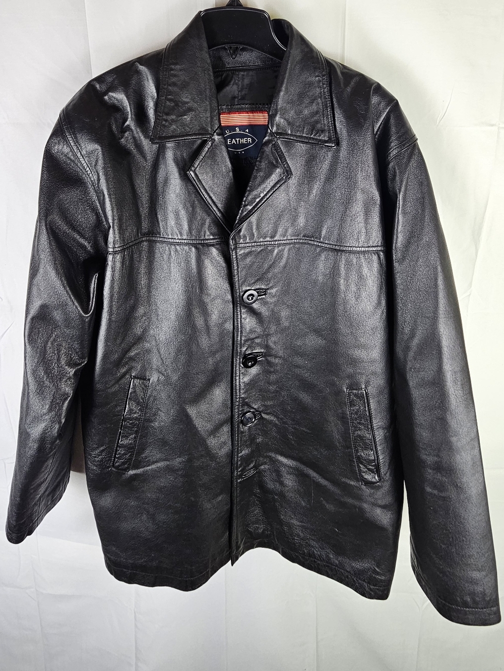 Y2K Vintage USA Leather Jacket Mens L/XL Going Out Biker Casual Grunge Elegant